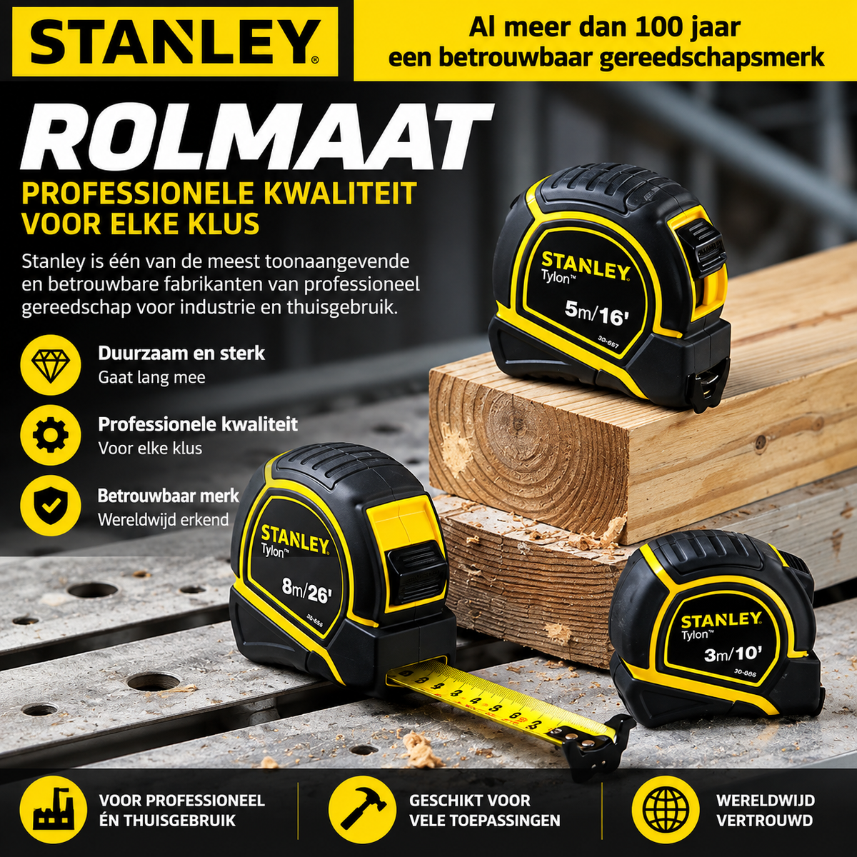 STANLEY 3, 5 en 8 meter.